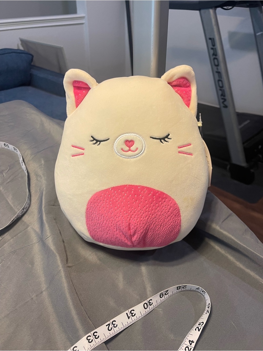 Squishmallow Carmen the Cream Cat 8" Valentine Glitter Pink Belly Plush NWT 2021